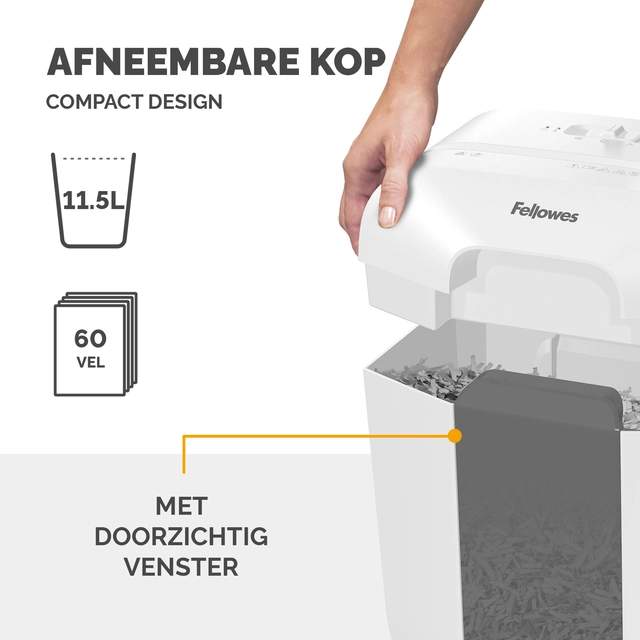 Een Papiervernietiger Fellowes Powershred LX25 snippers 4x37mm wit koop je bij Van Hoye Kantoor BV