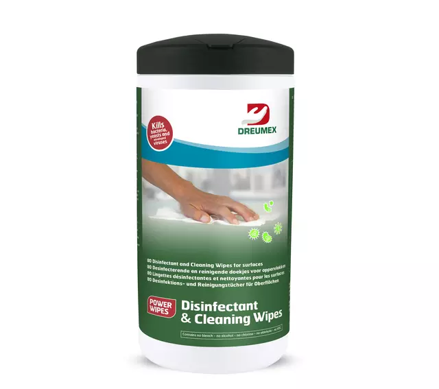 Een Desinfectiedoekjes Dreumex Disinfectant & Cleaning 80 stuks koop je bij KantoorProfi België BV