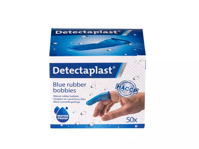 Een Vingerlingen Detectaplast rubber blauw 50 stuks koop je bij De Angelot