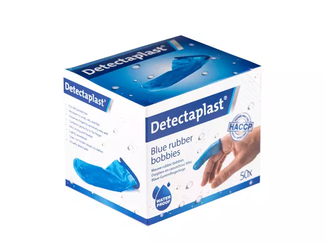 Een Vingerlingen Detectaplast rubber blauw 50 stuks koop je bij MV Kantoortechniek B.V.