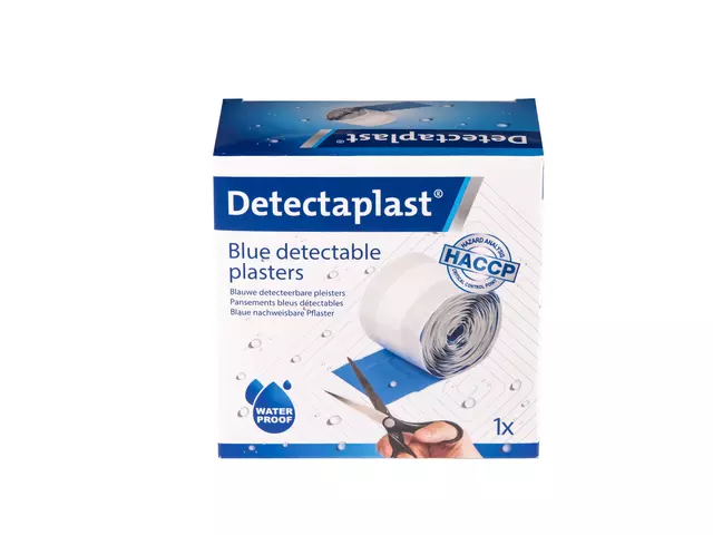 Een Waterafstotende blauwe pleister Detectaplast 6cmx5m koop je bij Van Hoye Kantoor BV