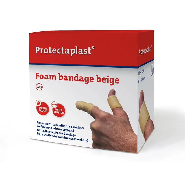 Een Foamverband Protectaplast beige 6cmx4,5m koop je bij QuickOffice BV