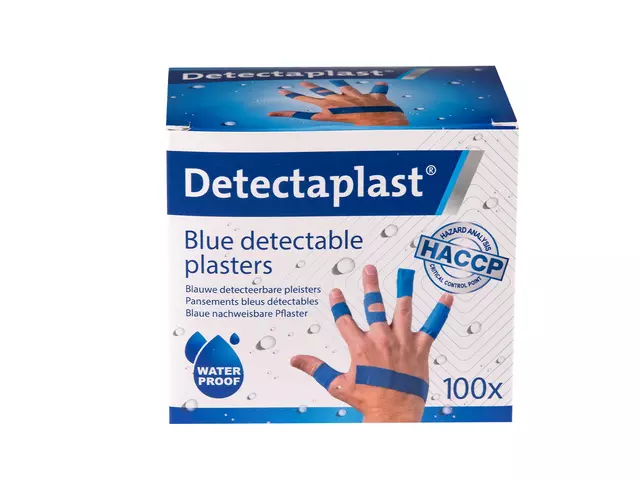 Een Waterafstotende blauwe pleister Detectaplast assorti 100 stuks koop je bij Goedkope Kantoorbenodigdheden