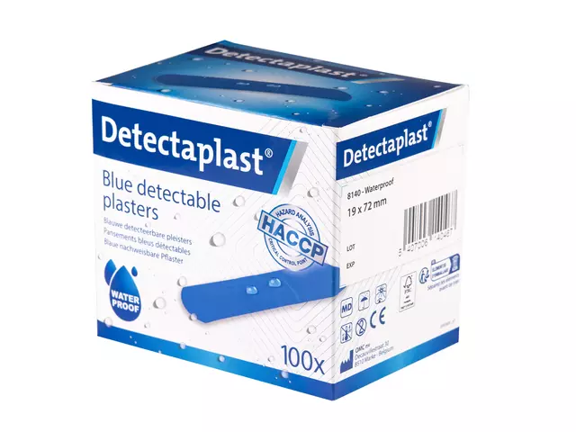 Een Waterafstotende blauwe pleister Detectaplast 19x72mm 100 stuks koop je bij MV Kantoortechniek B.V.