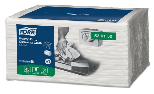 Een Reinigingsdoek Tork Heavy-Duty W8 45 doeken wit 530150 koop je bij NiceSupplies.nl