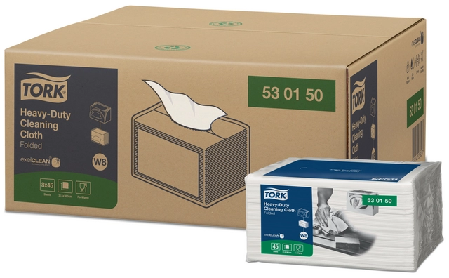 Een Reinigingsdoek Tork Heavy-Duty W8 45 doeken wit 530150 koop je bij QuickOffice BV