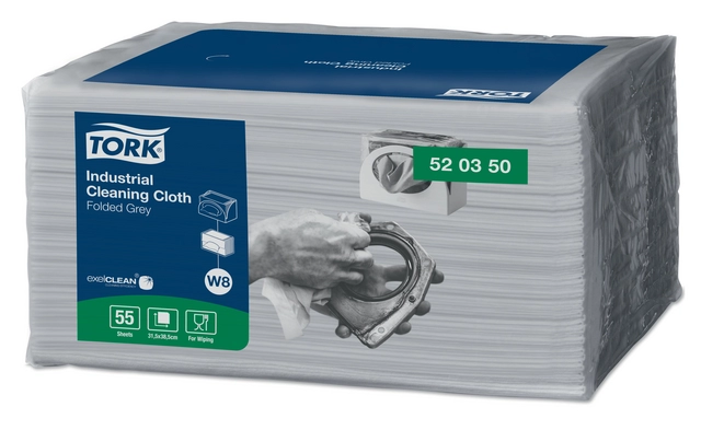 Een Reinigingsdoek Tork Industrial Cleaning W8 55 doeken grijs 520350 koop je bij NiceSupplies.nl