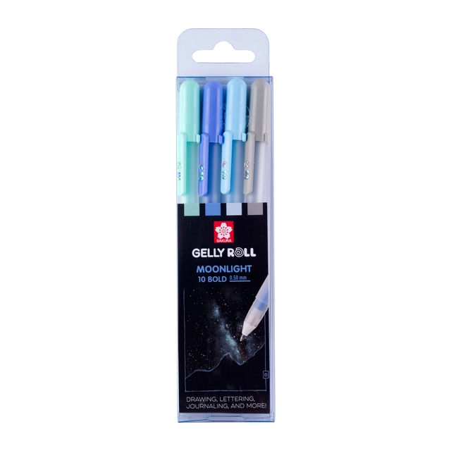 Een Stylo gel Sakura Gelly Roll Moonlight 10 Aurora set 4 couleurs koop je bij Van Hoye Kantoor BV