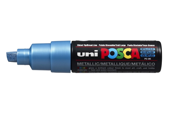 Verfstift Posca PC8K breed schuin metallic blauw