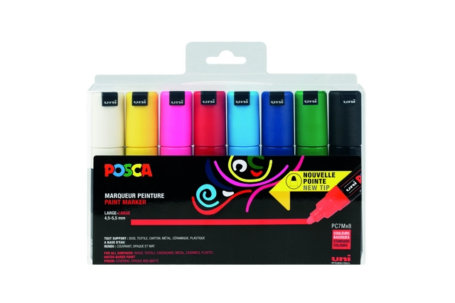 Een Verfstift Posca PC7M breed assorti set à 8 stuks koop je bij QuickOffice BV