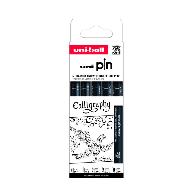 Buy your Fineliner Uni-ball Pin Calligraphie set à 5 stuks assorti at QuickOffice BV