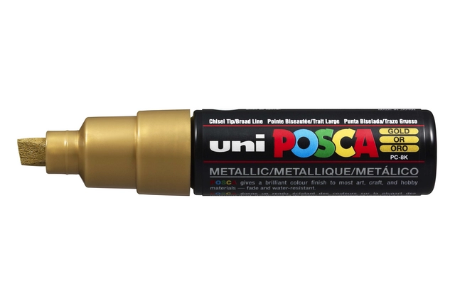 Een Verfstift Posca PC8K breed schuin goud koop je bij The Cartridge Company