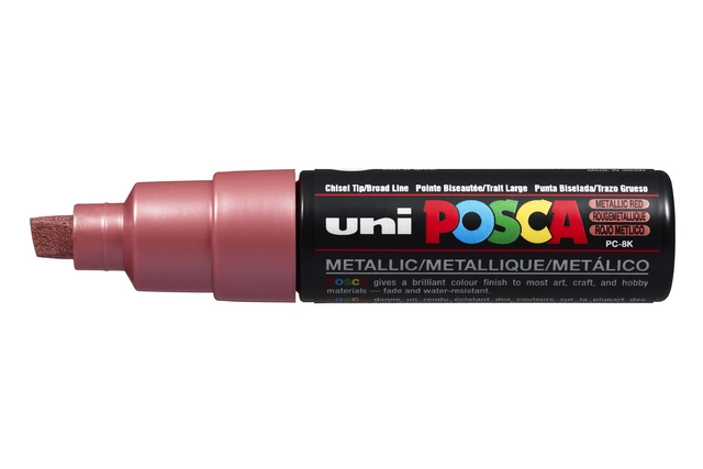 Een Verfstift Posca PC8K breed schuin metallic rood koop je bij The Cartridge Company