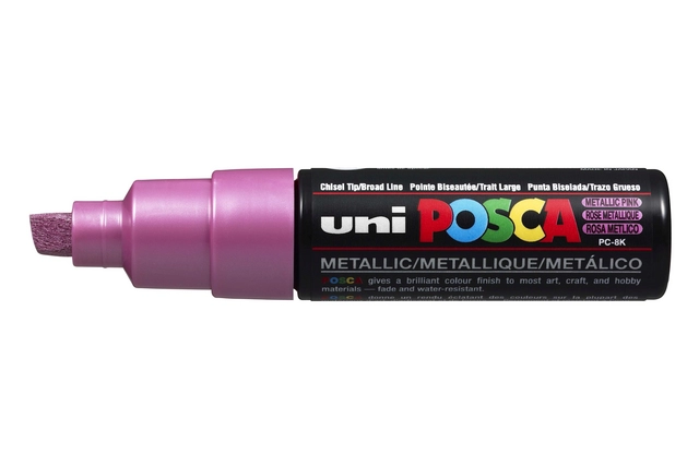 Een Verfstift Posca PC8K breed schuin metallic roze koop je bij Klik Office BV