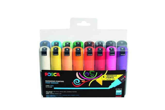 Een Verfstift Posca PC7M breed assorti set à 16 stuks koop je bij Goedkope Kantoorbenodigdheden