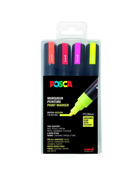 Buy your Verfstift Posca PC5M medium fluor assorti set à 4 stuks at QuickOffice BV