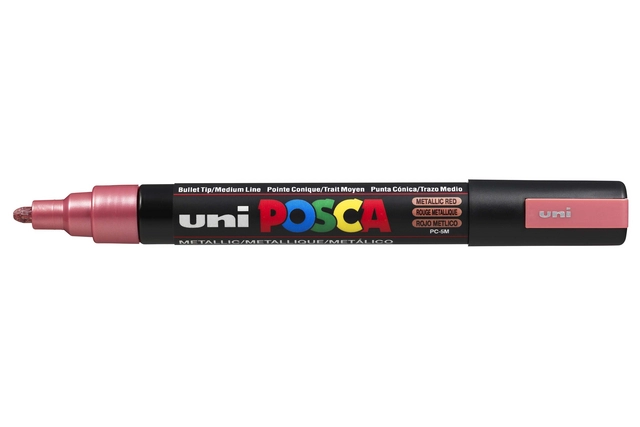 Een Verfstift Posca PC5M medium metallic rood koop je bij Klik Office BV