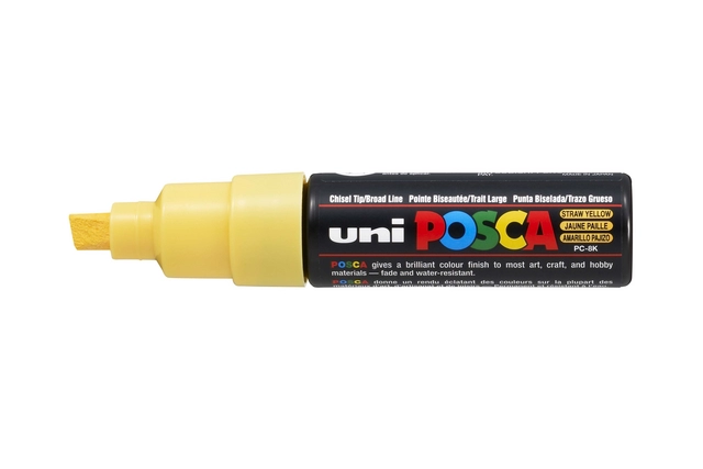 Een Verfstift Posca PC8K breed schuin strogeel koop je bij The Cartridge Company