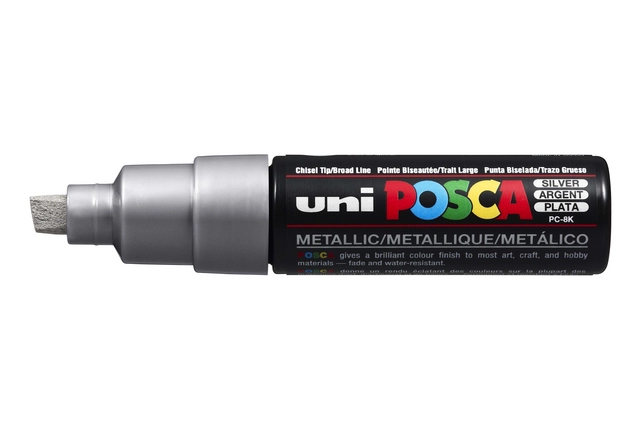 Een Verfstift Posca PC8K breed schuin zilver koop je bij NiceSupplies.nl