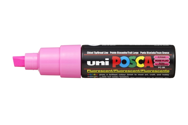 Een Verfstift Posca PC8K breed schuin fluor roze koop je bij Omnia 4 Office