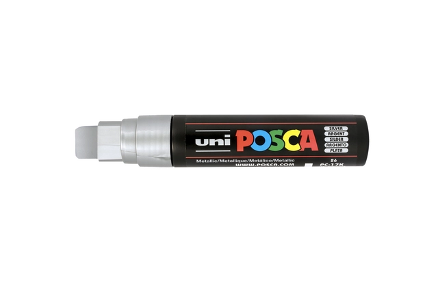 Een Verfstift Posca PC17K extra breed rechthoek zilver koop je bij Tonerinktshop