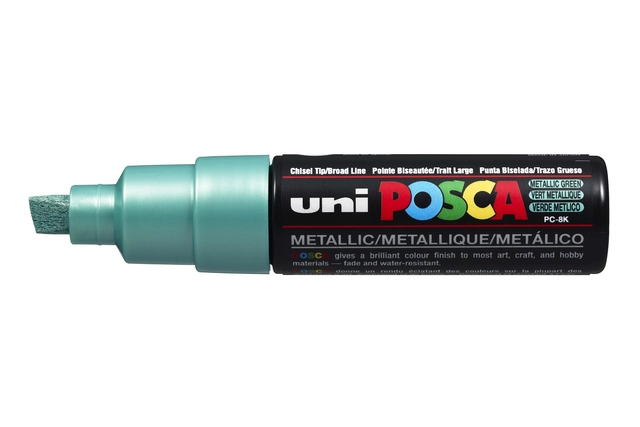 Verfstift Posca PC8K breed schuin metallic groen