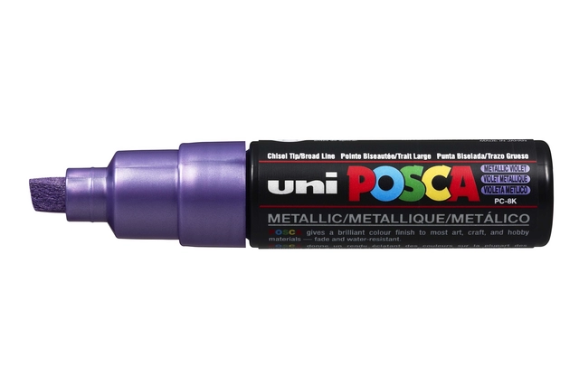 Een Verfstift Posca PC8K breed schuin metallic paars koop je bij NiceSupplies.nl