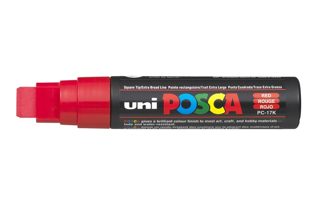 Een Verfstift Posca PC17K extra breed rechthoek rood koop je bij EconOffice