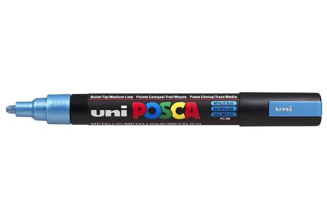 Een Verfstift Posca PC5M medium metallic blauw koop je bij Klik Office BV