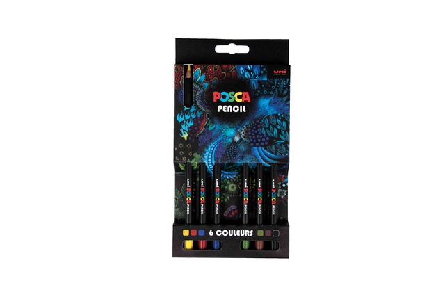 Een Crayon de couleur Posca assorti set 6 pièces koop je bij Van Hoye Kantoor BV