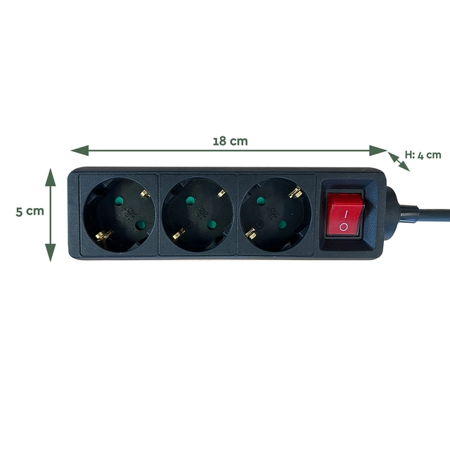 Stekkerdoos BRASQ 3 voudig 3 meter zwart