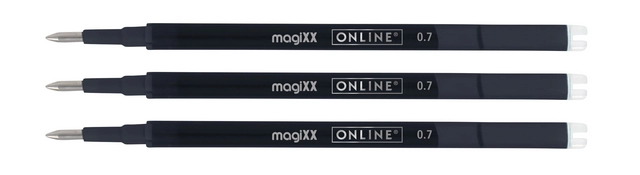 Een Gelschrijvervulling Online Magixx 0.7mm zwart blister à 3 stuks koop je bij The Cartridge Company