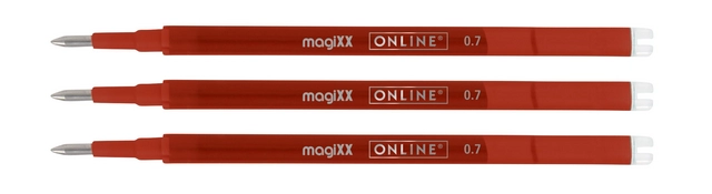 Een Gelschrijvervulling Online Magixx 0.7mm rood blister à 3 stuks koop je bij EconOffice