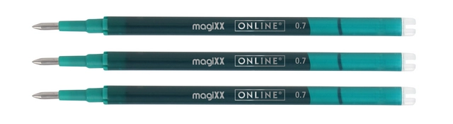 Een Gelschrijvervulling Online Magixx 0.7mm turquoise blister à 3 stuks koop je bij Tonerinktshop