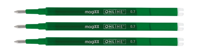 Een Gelschrijvervulling Online Magixx 0.7mm groen blister à 3 stuks koop je bij Ziffo Kantoorcentrum BV