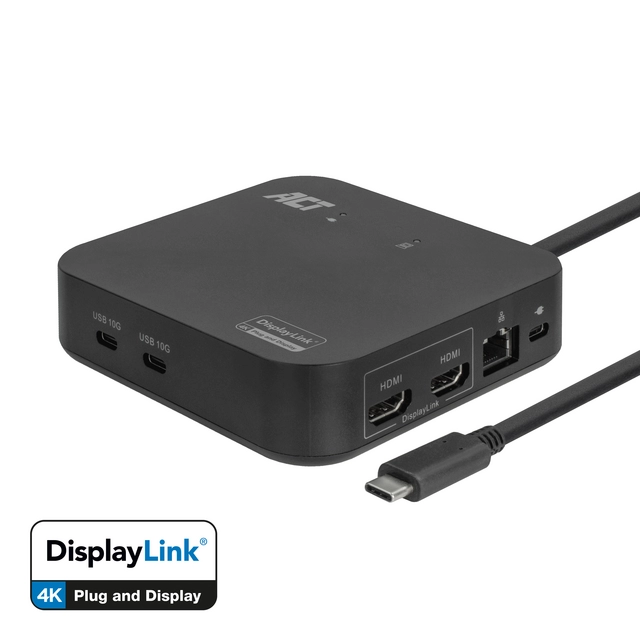 Een Dockingstation ACT USB-C Dual Monitor met Power Delivery koop je bij QuickOffice BV