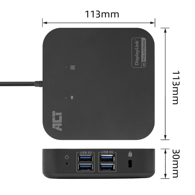 Dockingstation ACT USB-C Dual Monitor met Power Delivery