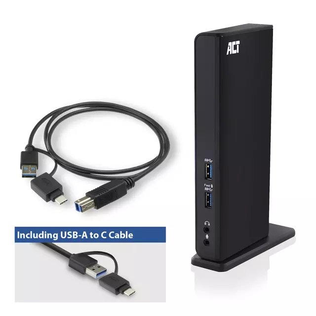 Een Dockingstation ACT USB-C Dual Monitor met laadpoort koop je bij Goedkope Kantoorbenodigdheden