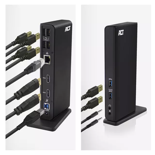 Een Dockingstation ACT USB-C Dual Monitor met laadpoort koop je bij KantoorProfi België BV