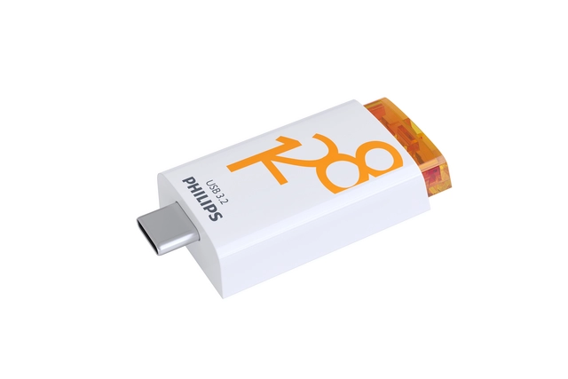 Een USB Stick Philips Click USB-C 128GB Sunrise Orange koop je bij QuickOffice BV