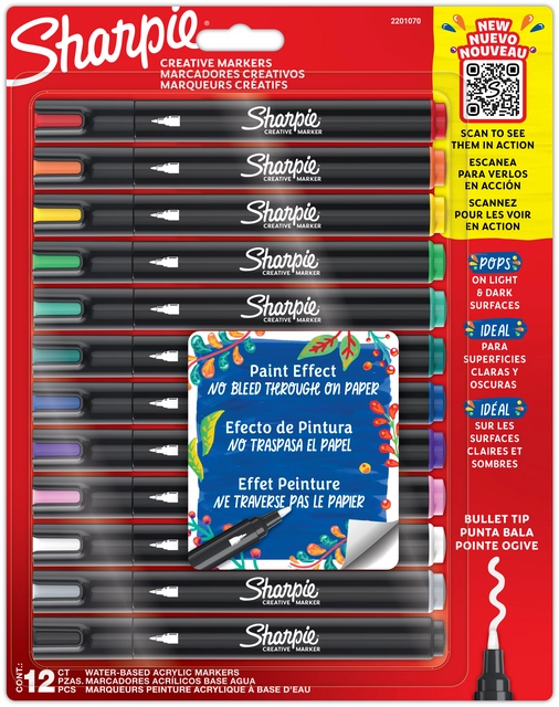 Een Viltstift Sharpie Creatieve marker assorti blister à 12 stuks koop je bij EconOffice