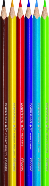 Een Crayon de couleur Maped Color'Peps Star set 6 couleurs koop je bij Van Hoye Kantoor BV