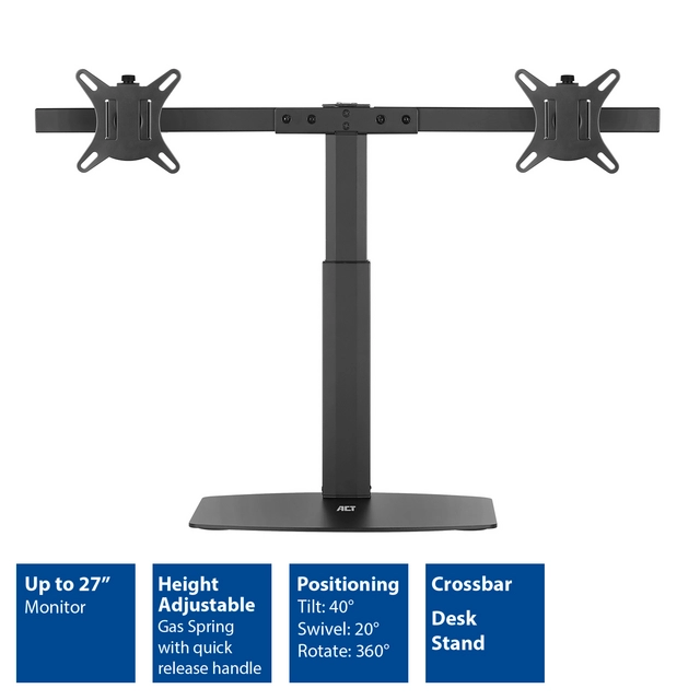 Buy your Monitorarm ACT office gasveer crossbar 2 schermen at QuickOffice BV