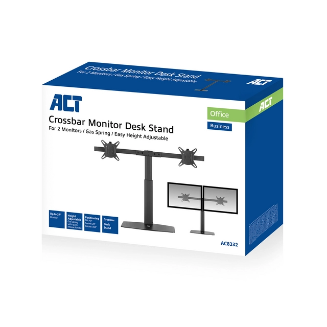 Buy your Monitorarm ACT office gasveer crossbar 2 schermen at QuickOffice BV