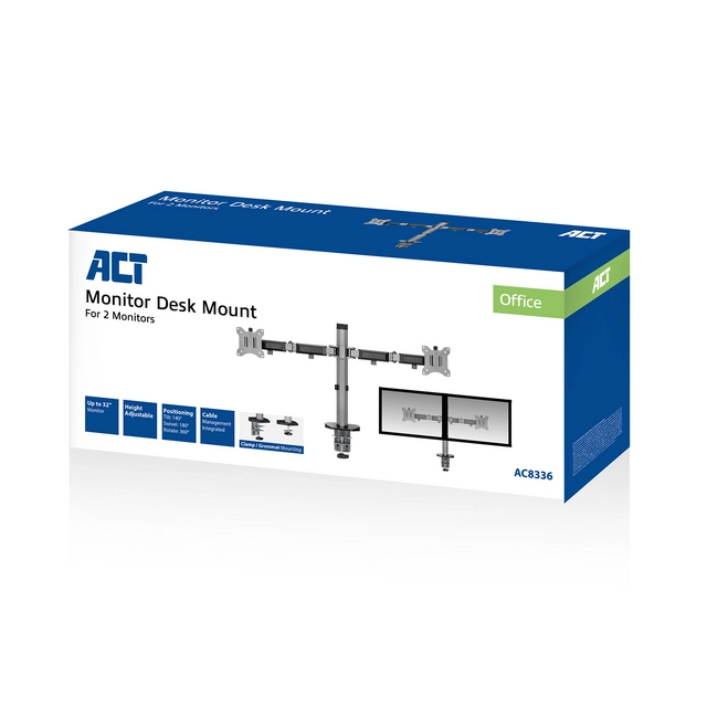 Buy your Monitorarm ACT office 2 schermen zilver at QuickOffice BV