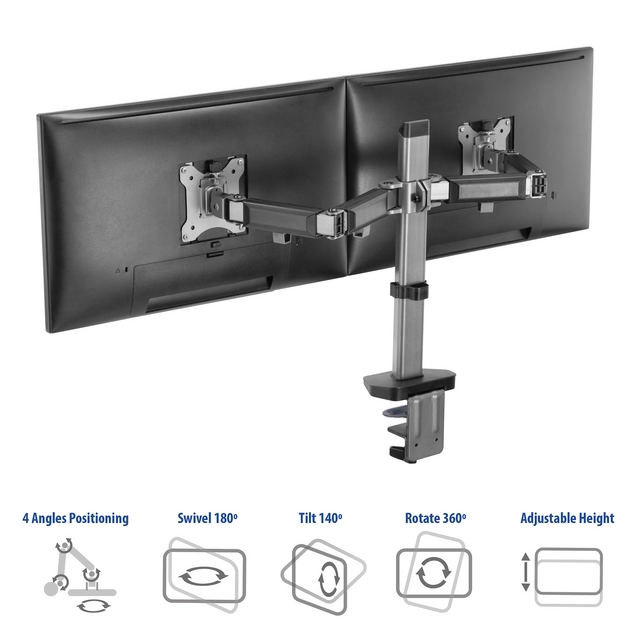 Buy your Monitorarm ACT office 2 schermen zilver at QuickOffice BV