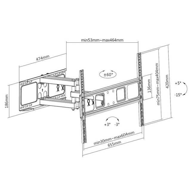 Buy your TV wandsteun ACT Full motion 37 tot 70 inch VESA at QuickOffice BV