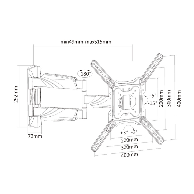 Een TV wandsteun ACT Full motion 23 tot 55 inch VESA koop je bij NiceSupplies.nl