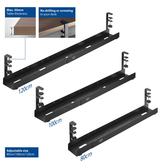 Een Chemin de câbles extensible sous le bureau koop je bij Van Hoye Kantoor BV