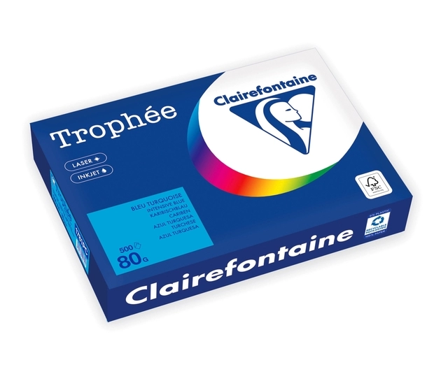 Een Kopieerpapier Trophée A4 80gr caribenblauw 500vel koop je bij Tonerinktshop